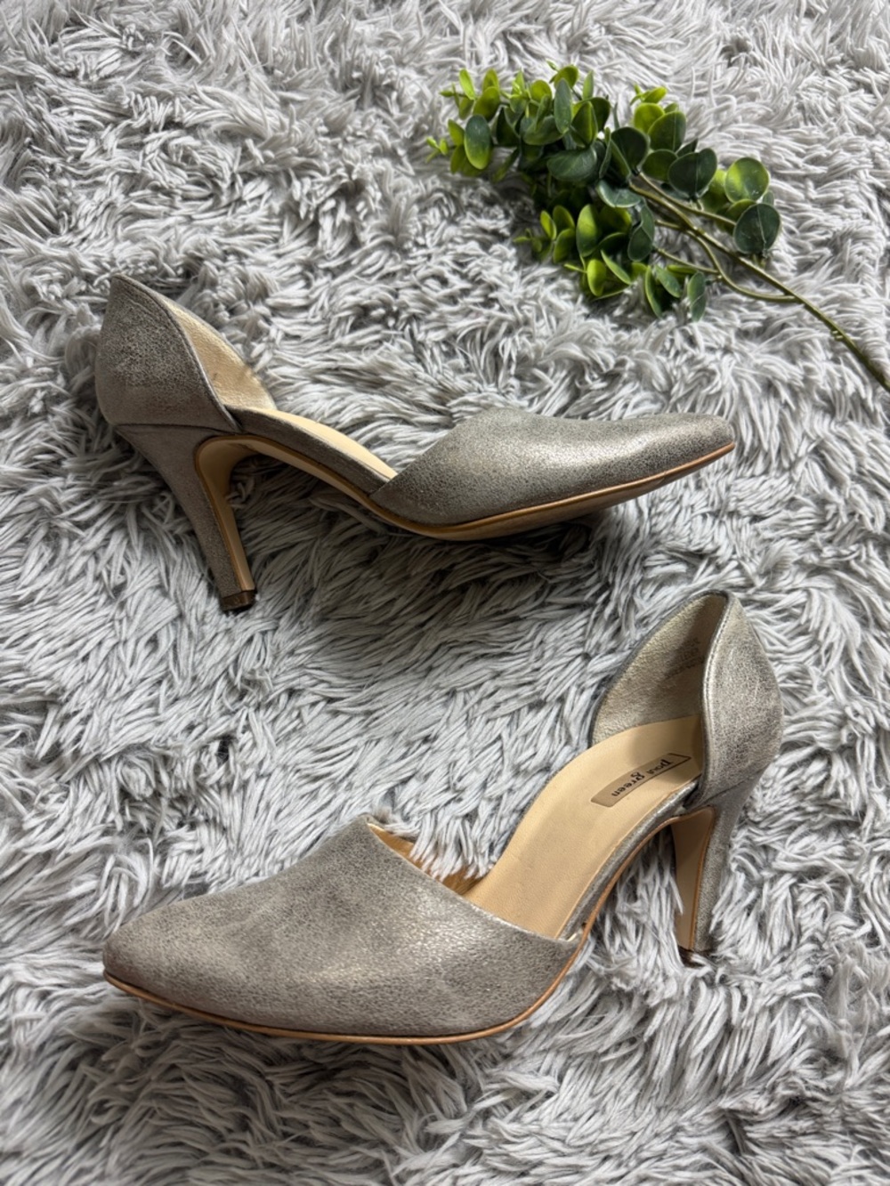 Paul Green Julia Metallic Taupe D'Orsay Pointed-Toe Heels size 7.5 - Picture 3 of 8
